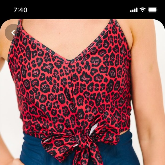 DISO L or XL Kortni Jean Red Cheetah swim top - Picture 2 of 3
